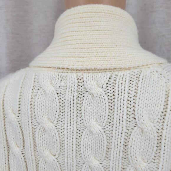 Eileen Vintage Cable Knit Women's Sweater Open Style Cardigan Off White - Picture 7 of 11